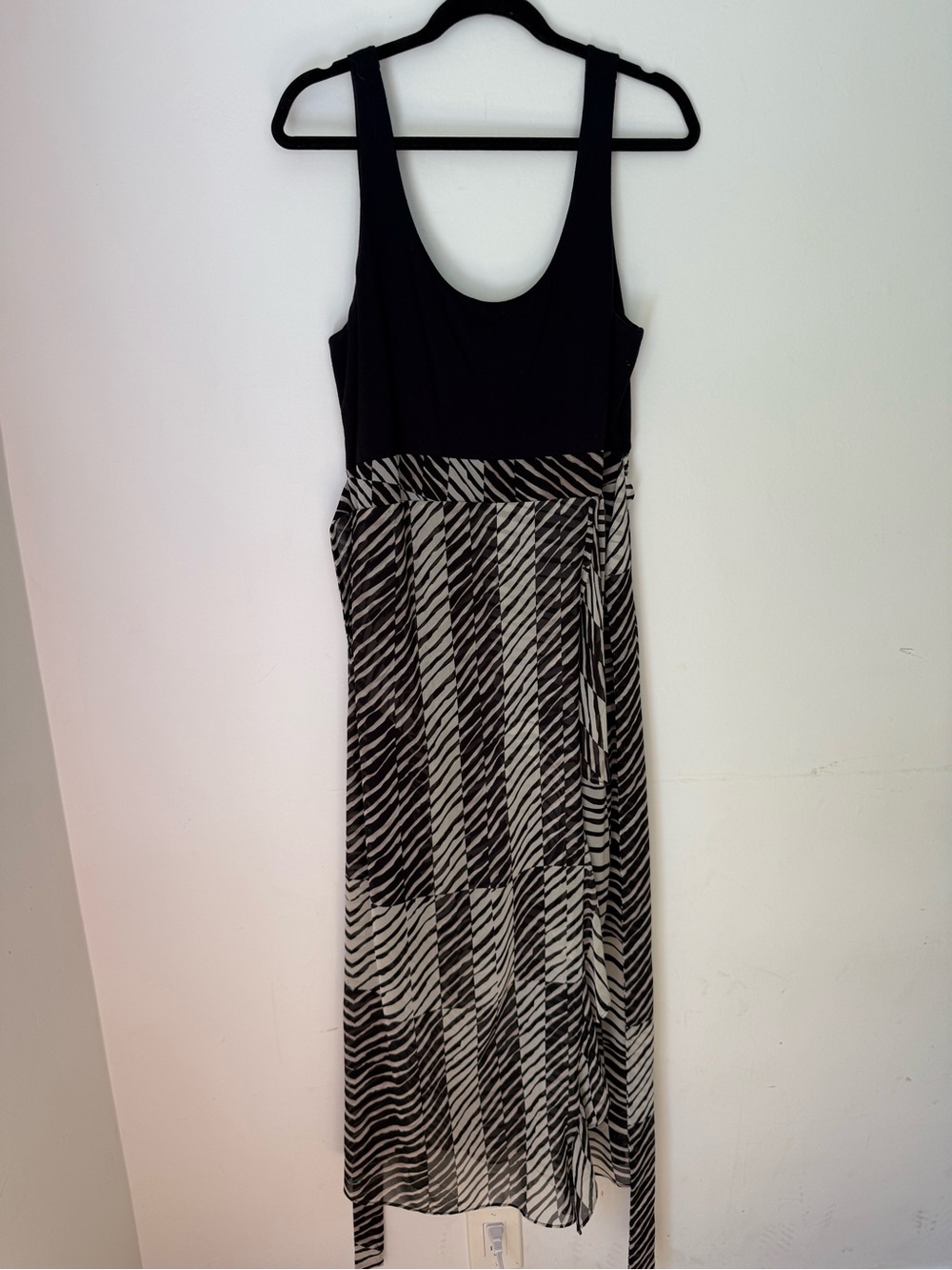CAbi Cha Cha Maxi Dress Style 5266 Black Ivory Zebra Print Medium